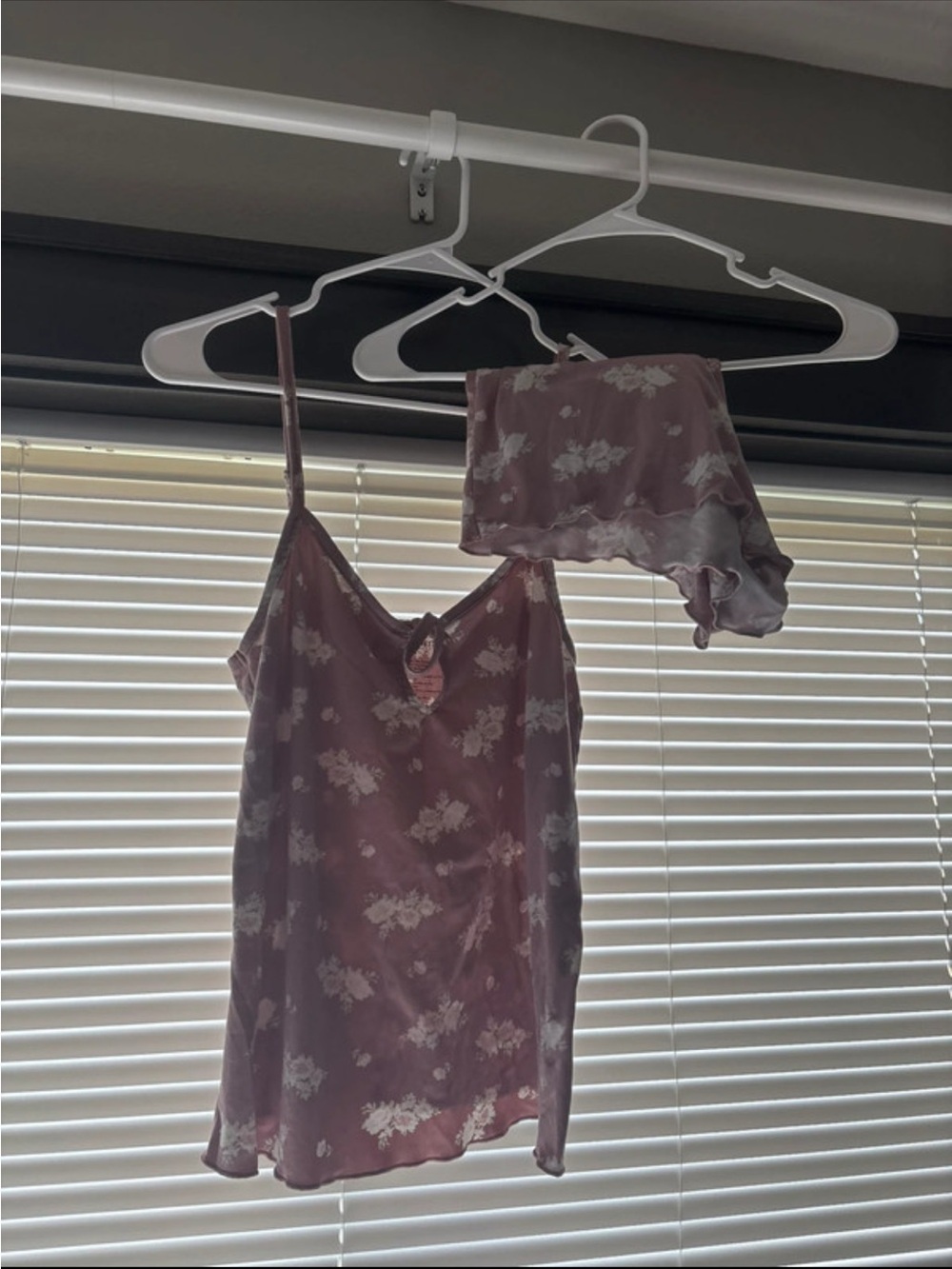 Nine West Mauve Floral Satin Camisole and Shorts Set